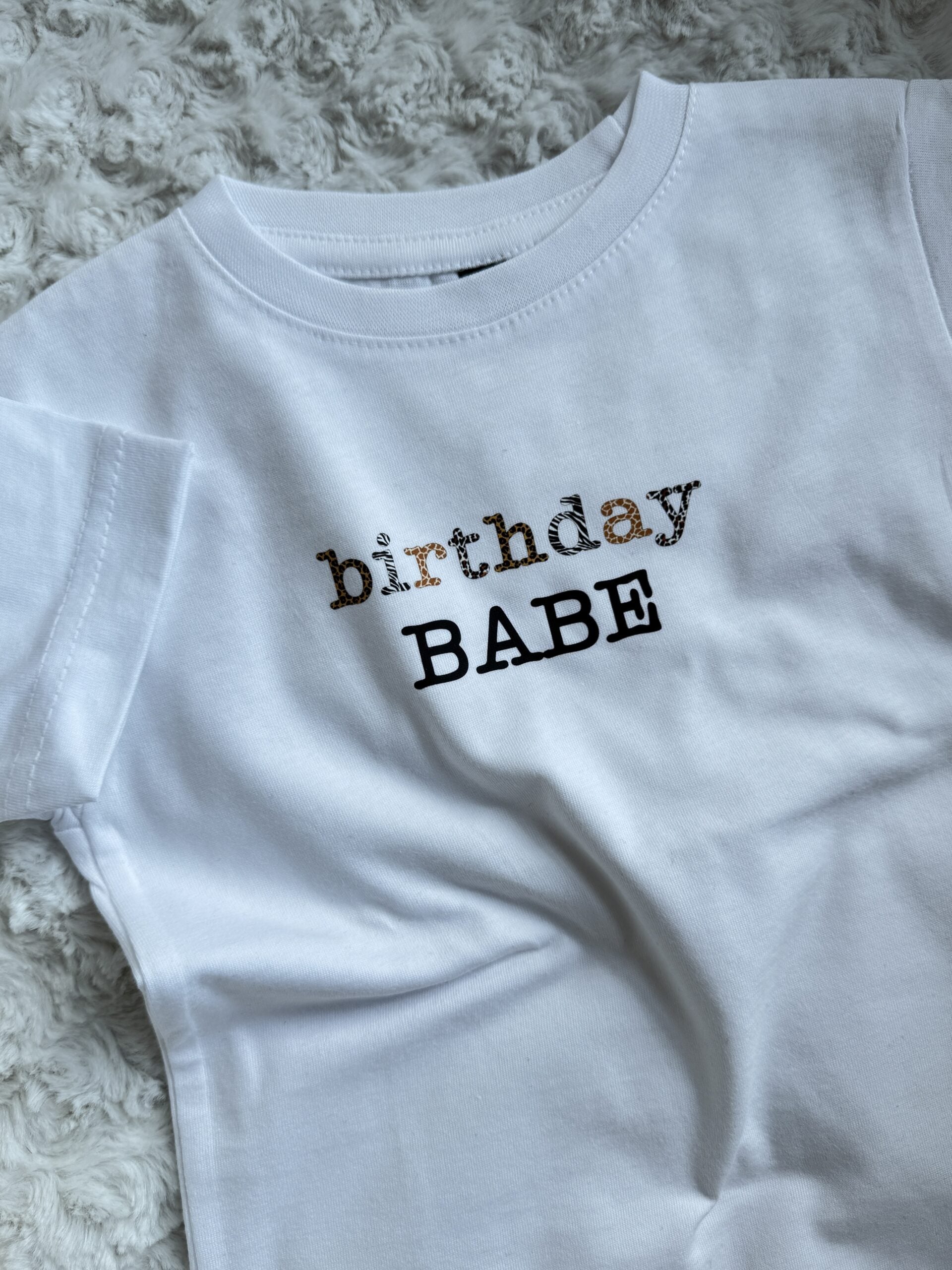 Koszulka biała krótki birthday babe rozmiar 92