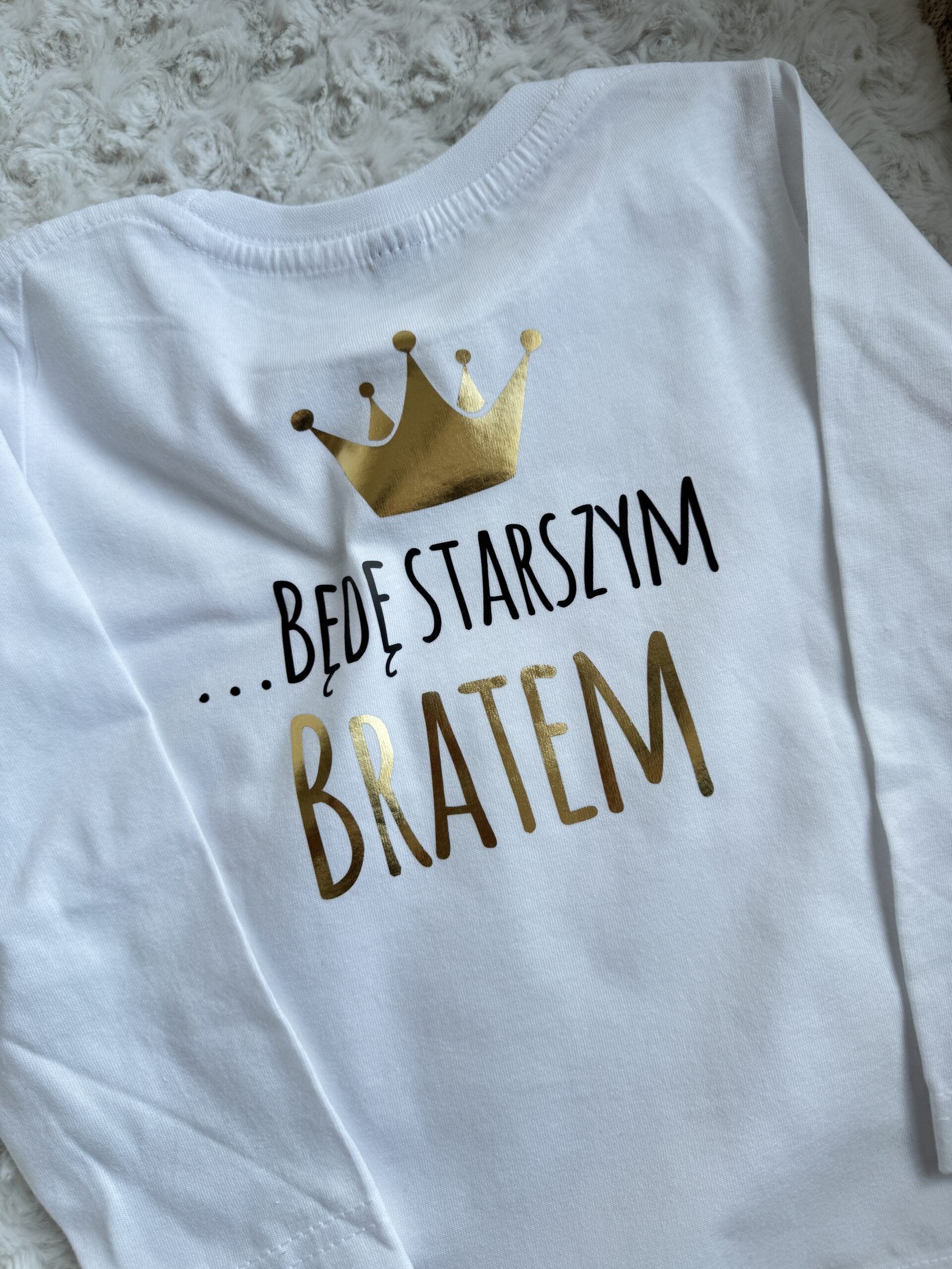 Koszulka biała długi rękaw mam sekret będę starszym bratem rozmiar 92