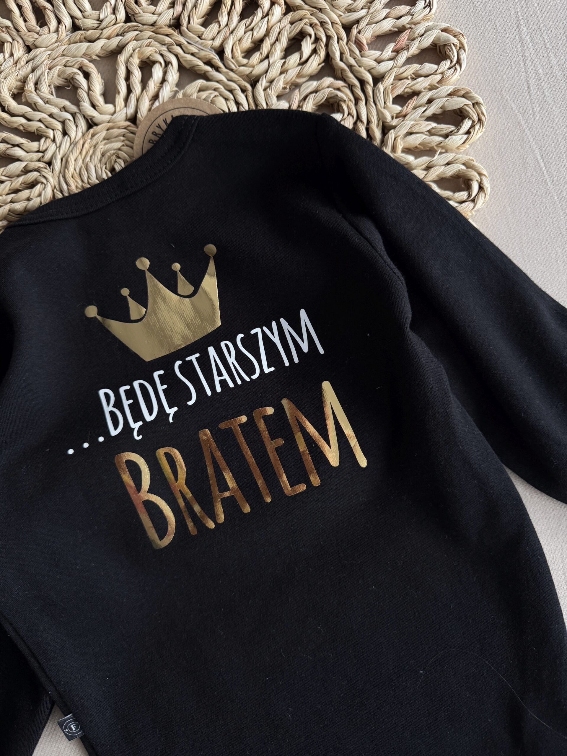 Body czarne długi rękaw mam sekret będę starszym bratem rozmiar 92