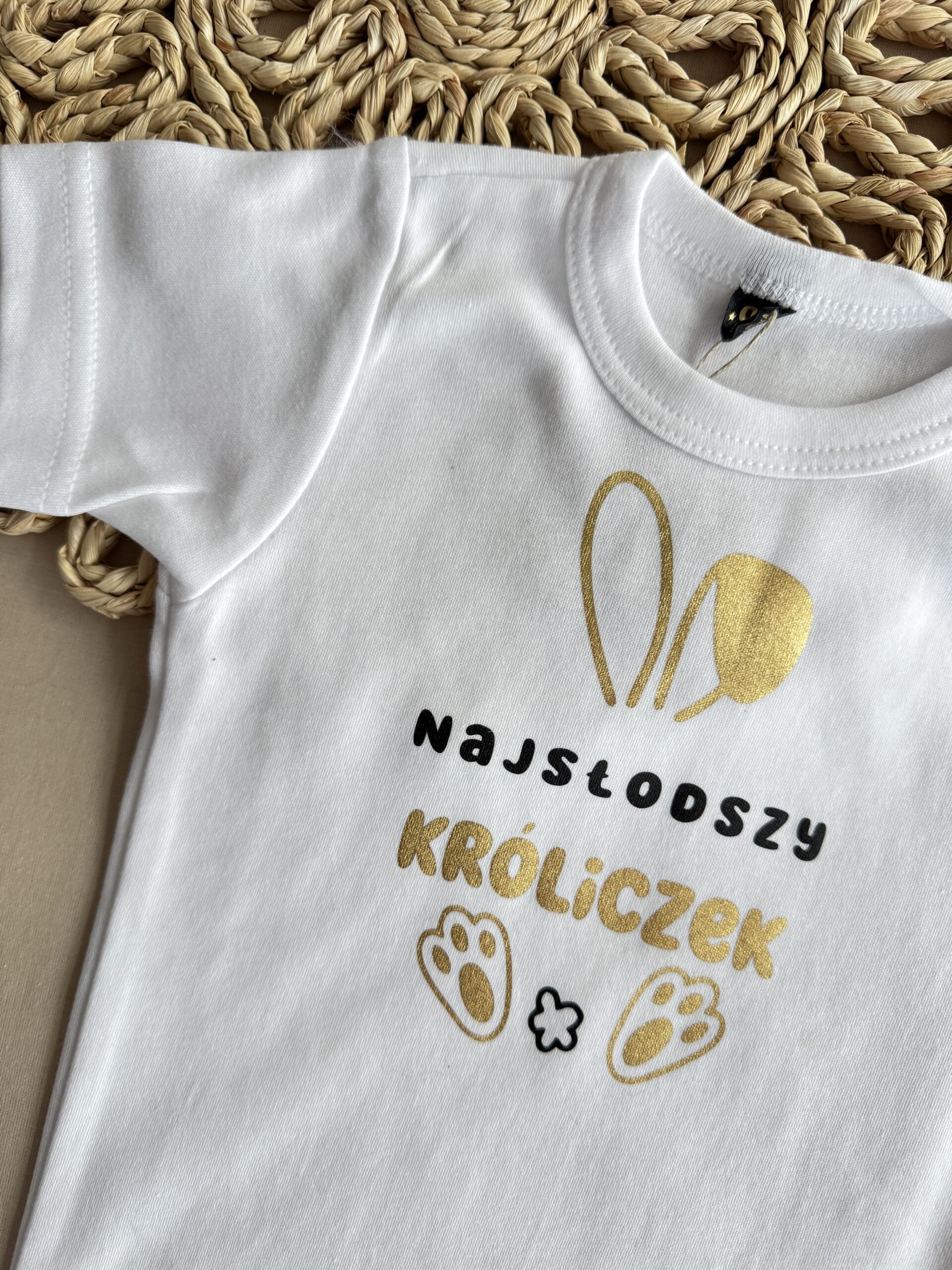 Body białe krótki rękaw najsłodszy króliczek rozmiar 92