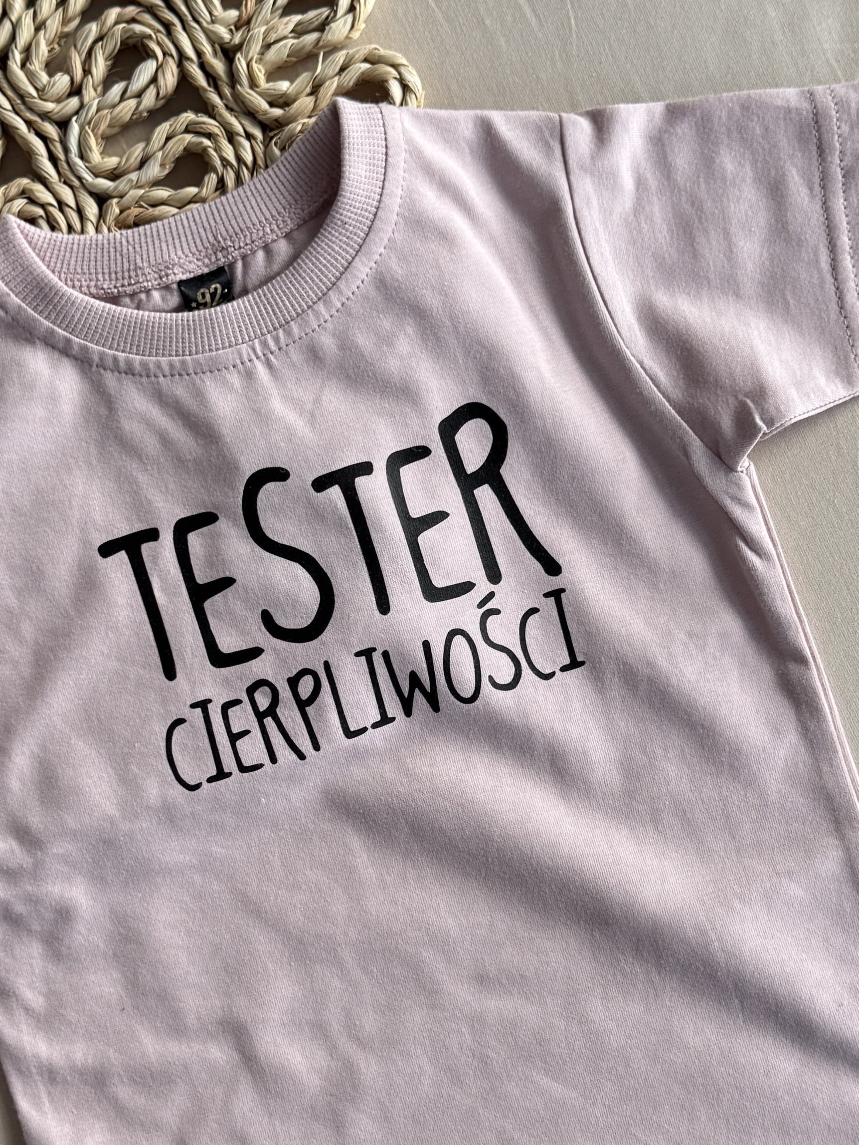 Koszulka różowa krótki rękaw tester cierpliwości rozmiar 92