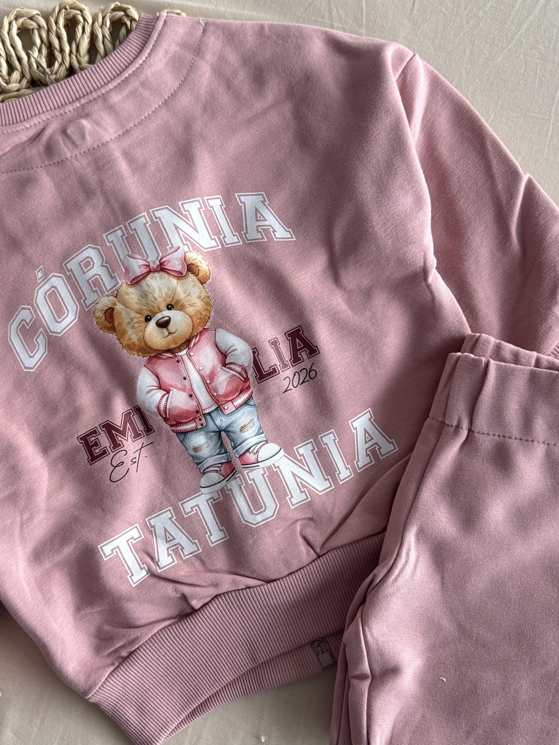 Różowy komplet córunia tatunia Emilia rozmiar 92