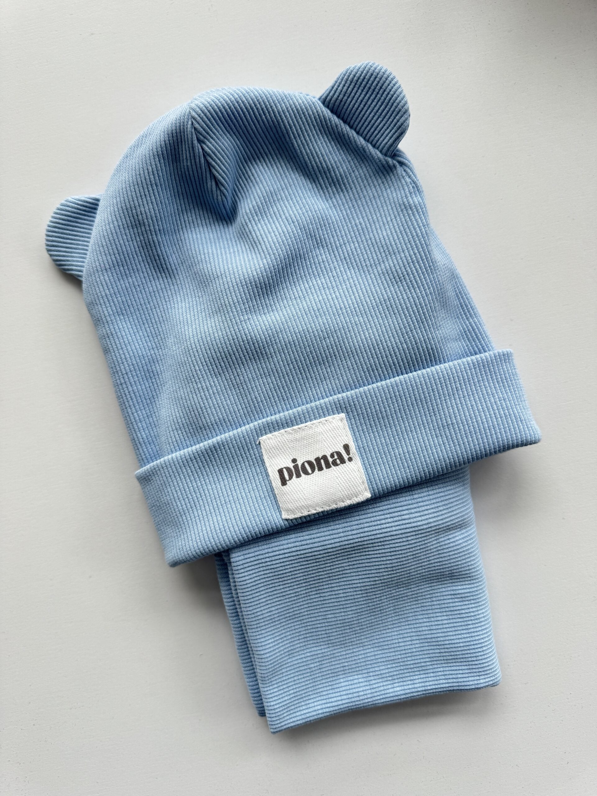 Komplet błękitny czapka + komin piona rozmiar 6-18M