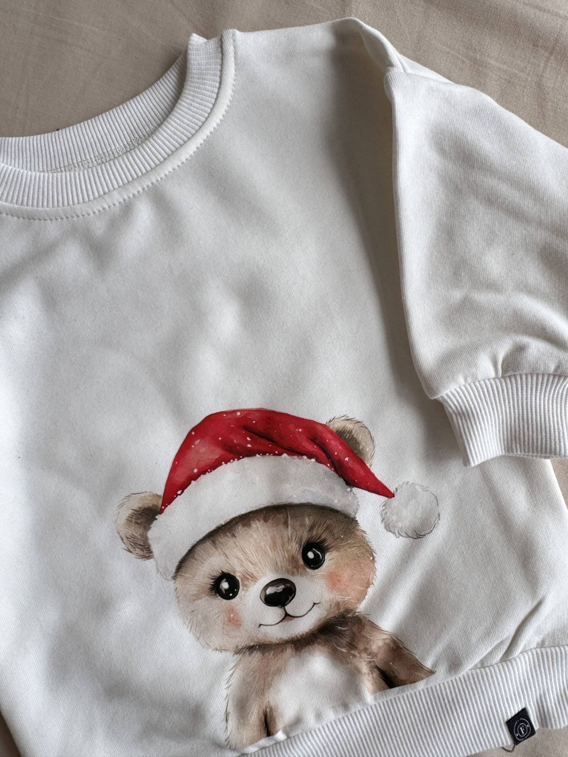 Bluza ecru misio w czapce Mikołaja rozmiar 74