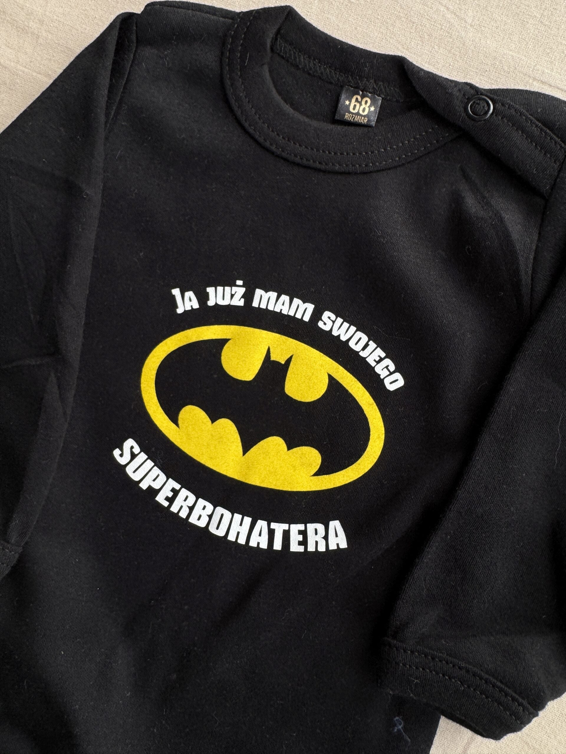 Body czarne długi rękaw batman rozmiar 68