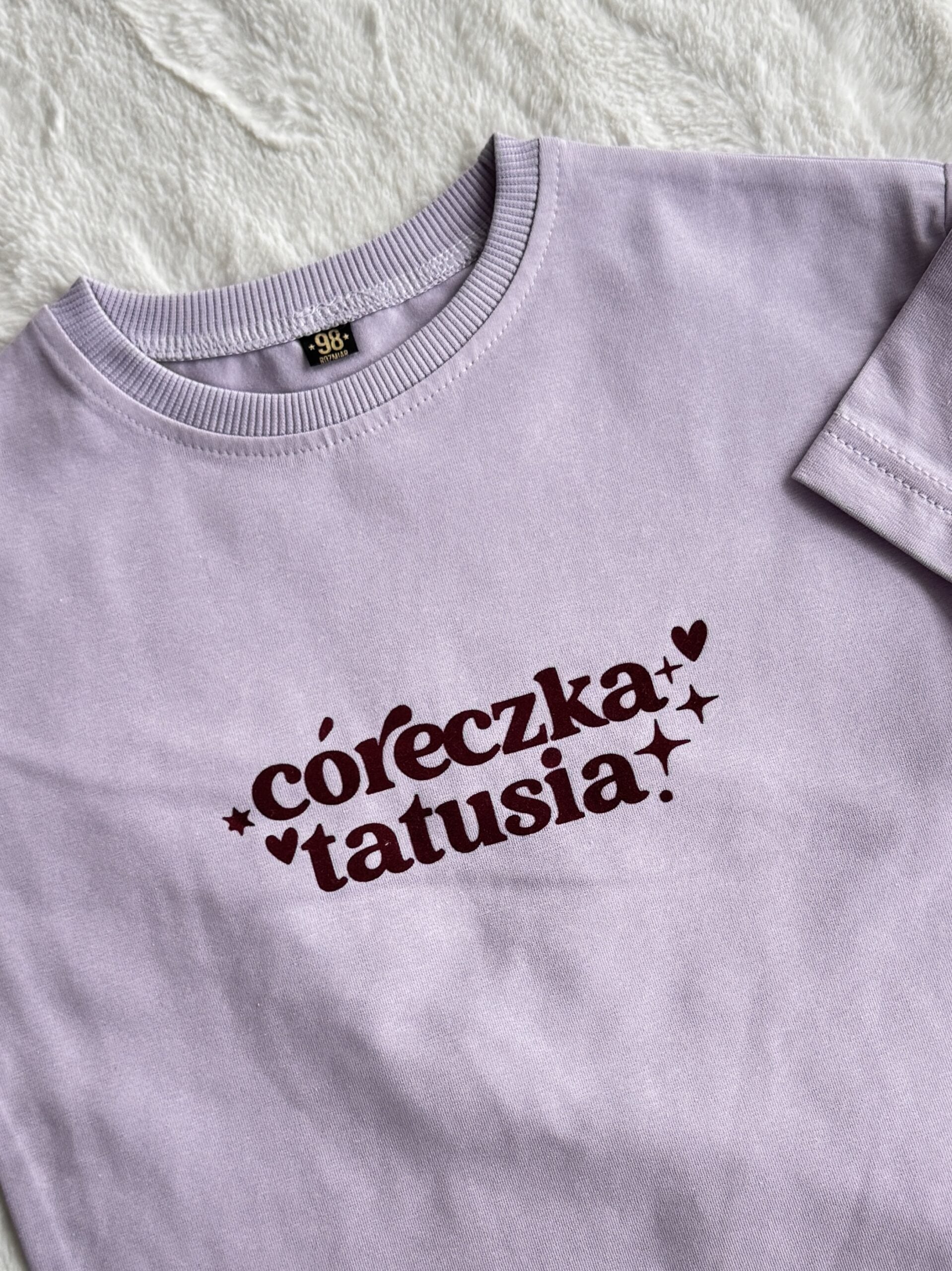 Koszulka liliowa z krótkim rękawem córeczka tatusia rozmiar 98