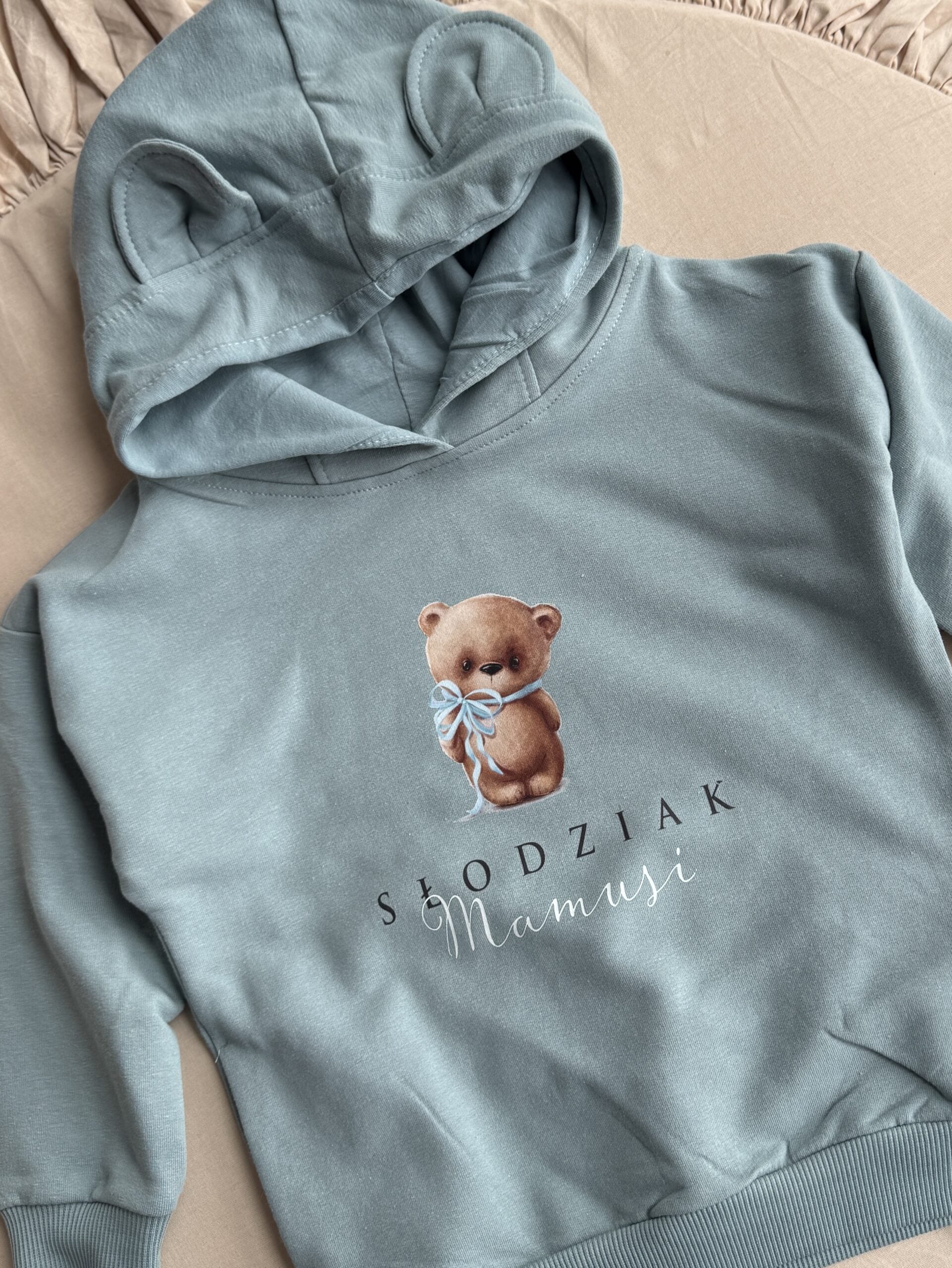 Bluza niebieska z kapturem słodziak mamusi rozmiar 98