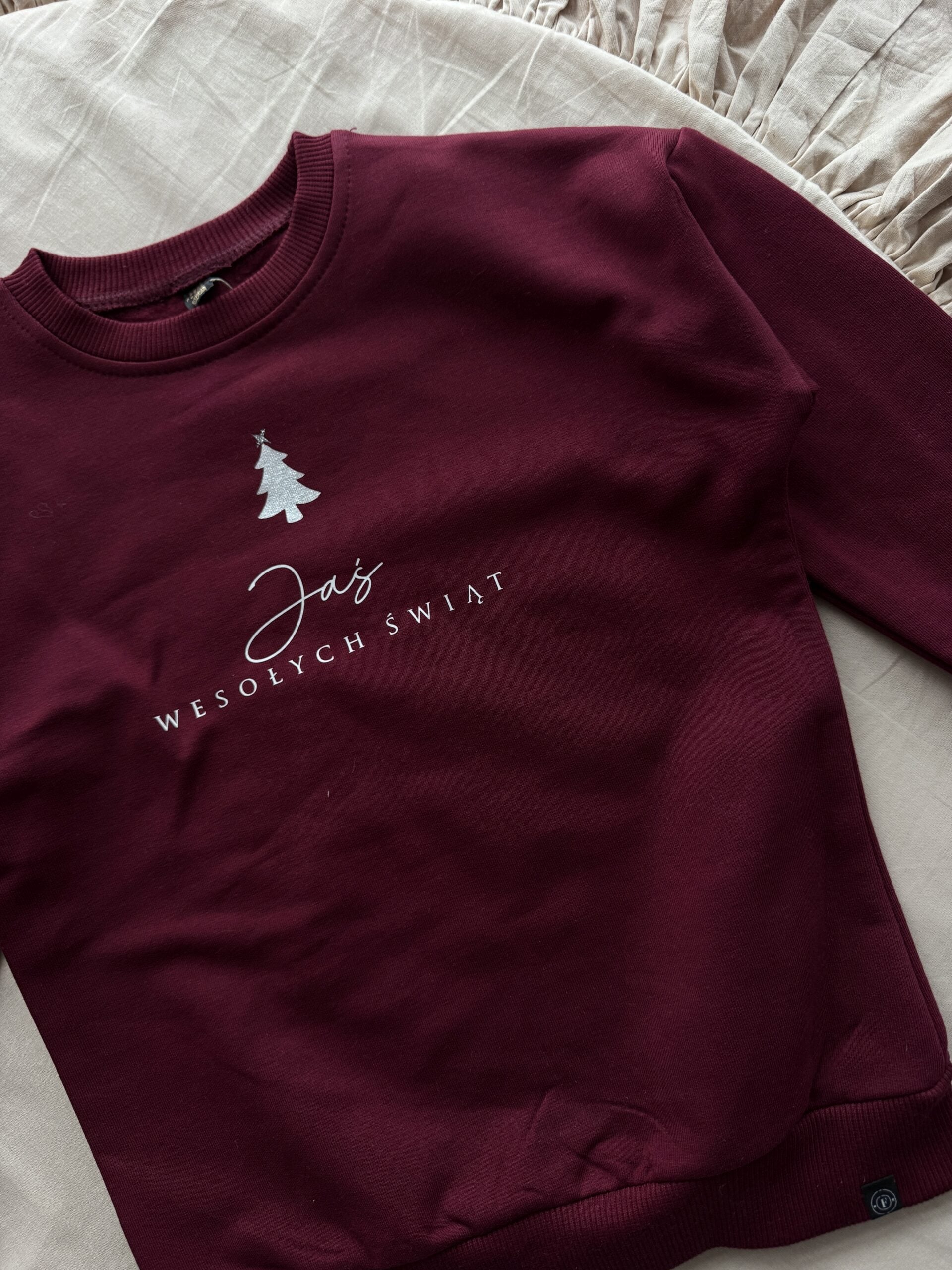 Bluza bordowa Jaś wesołych świąt rozmiar 98