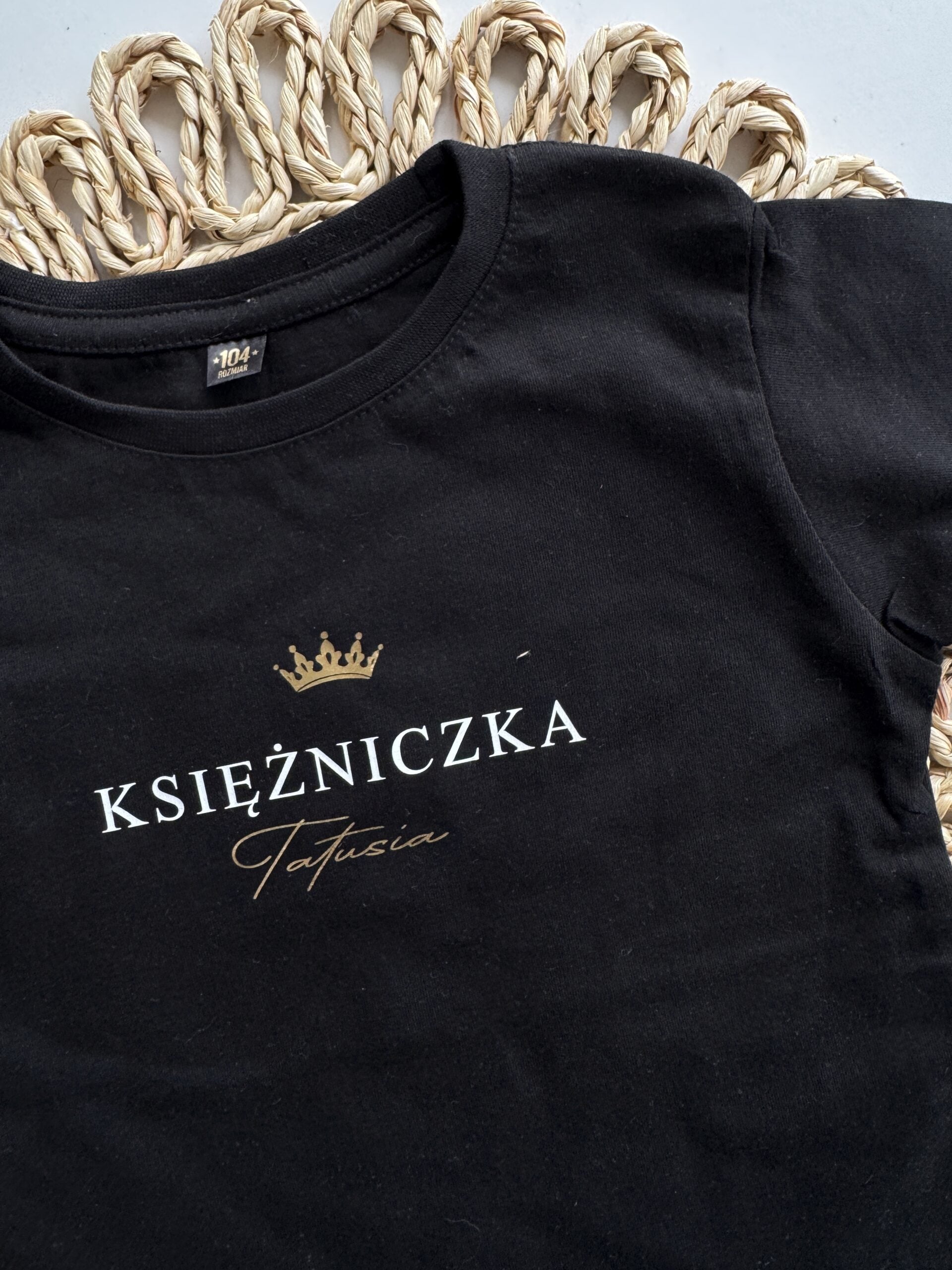 Koszulka czarna z krótkim rękawem księżniczka tatusia rozmiar 104