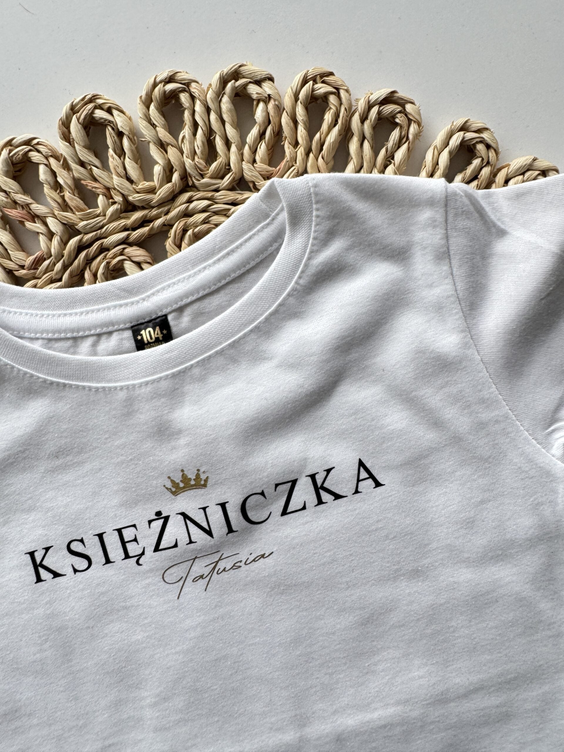 Koszulka biała z krótkim rękawem księżniczka tatusia rozmiar 104