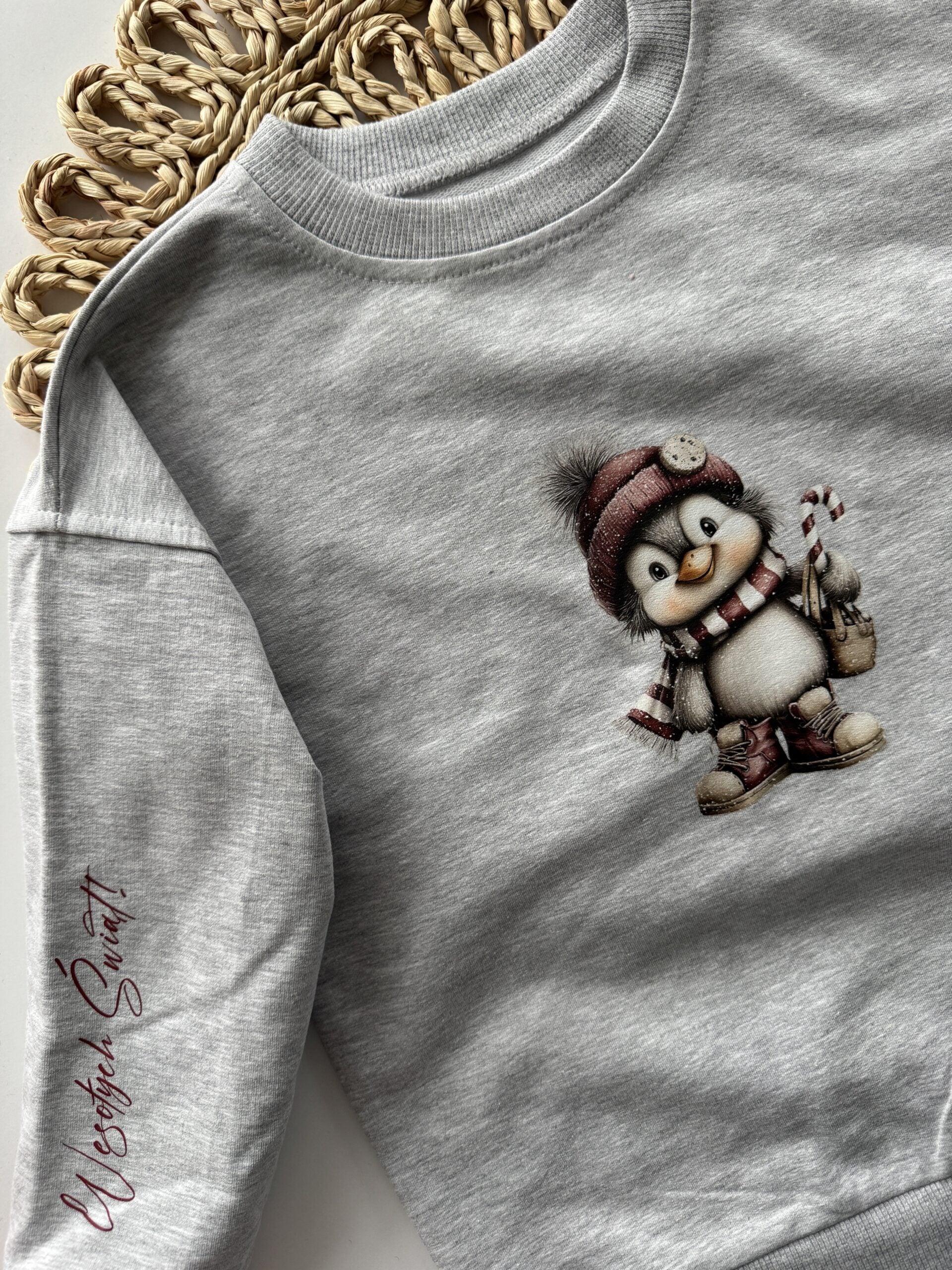 Bluza szara pingwin wesołych świąt rozmiar 104