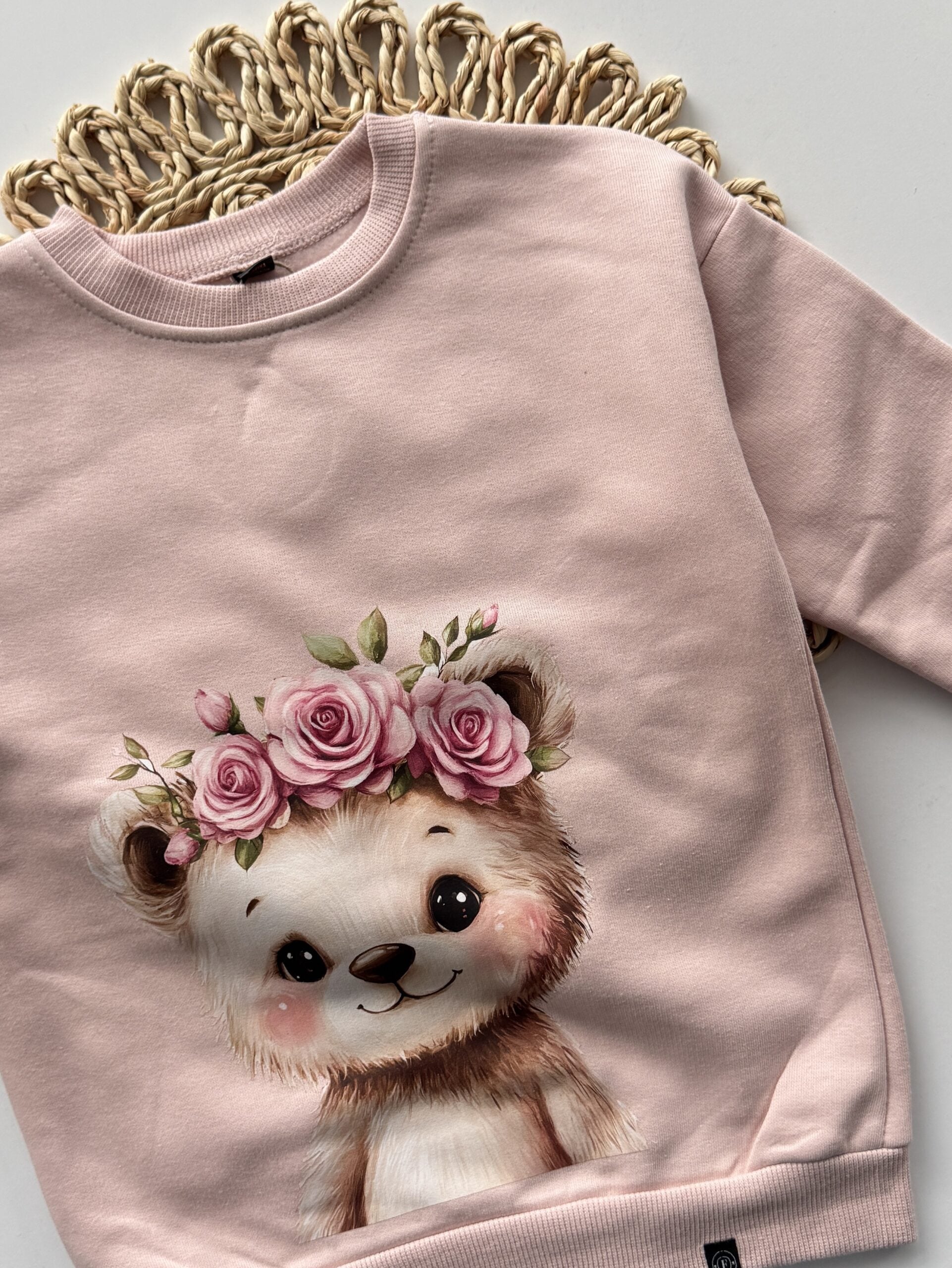 Bluza różowa miś w wianku rozmiar 104