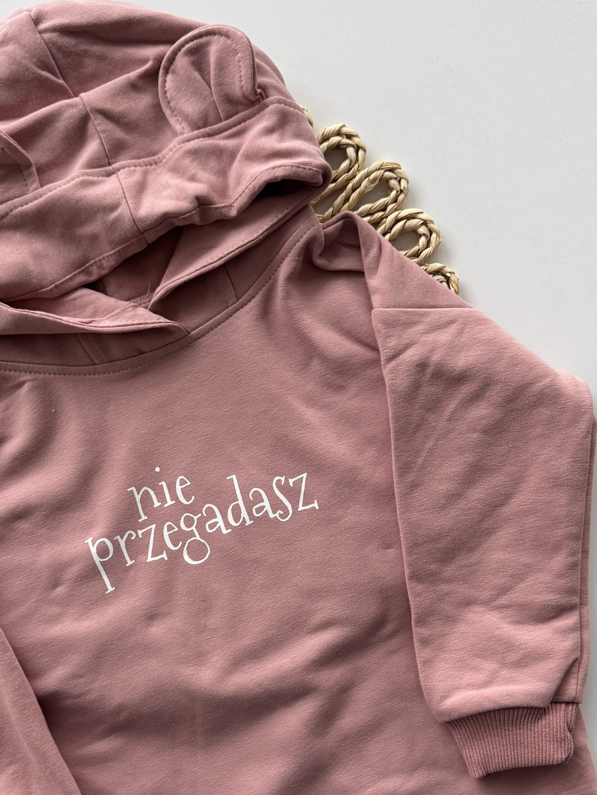 Bluza różowa z kapturem nie przegadasz rozmiar 104