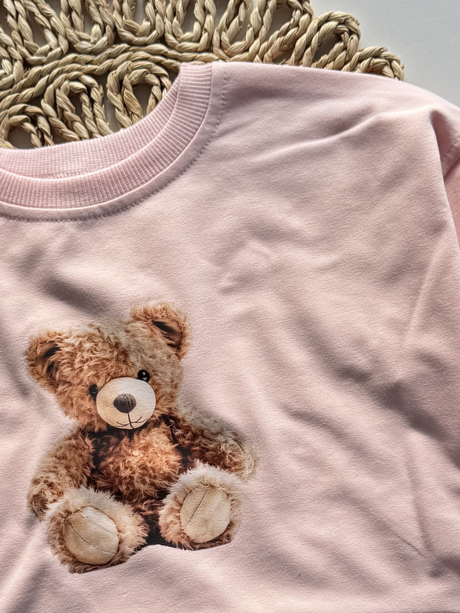 Bluza morelowa pluszowy miś rozmiar 110