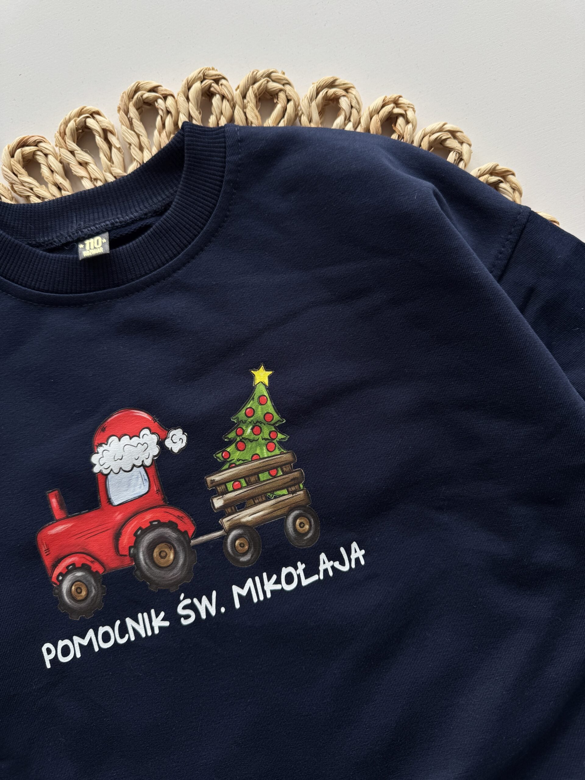 Bluza granatowa traktor z choinką rozmiar 110