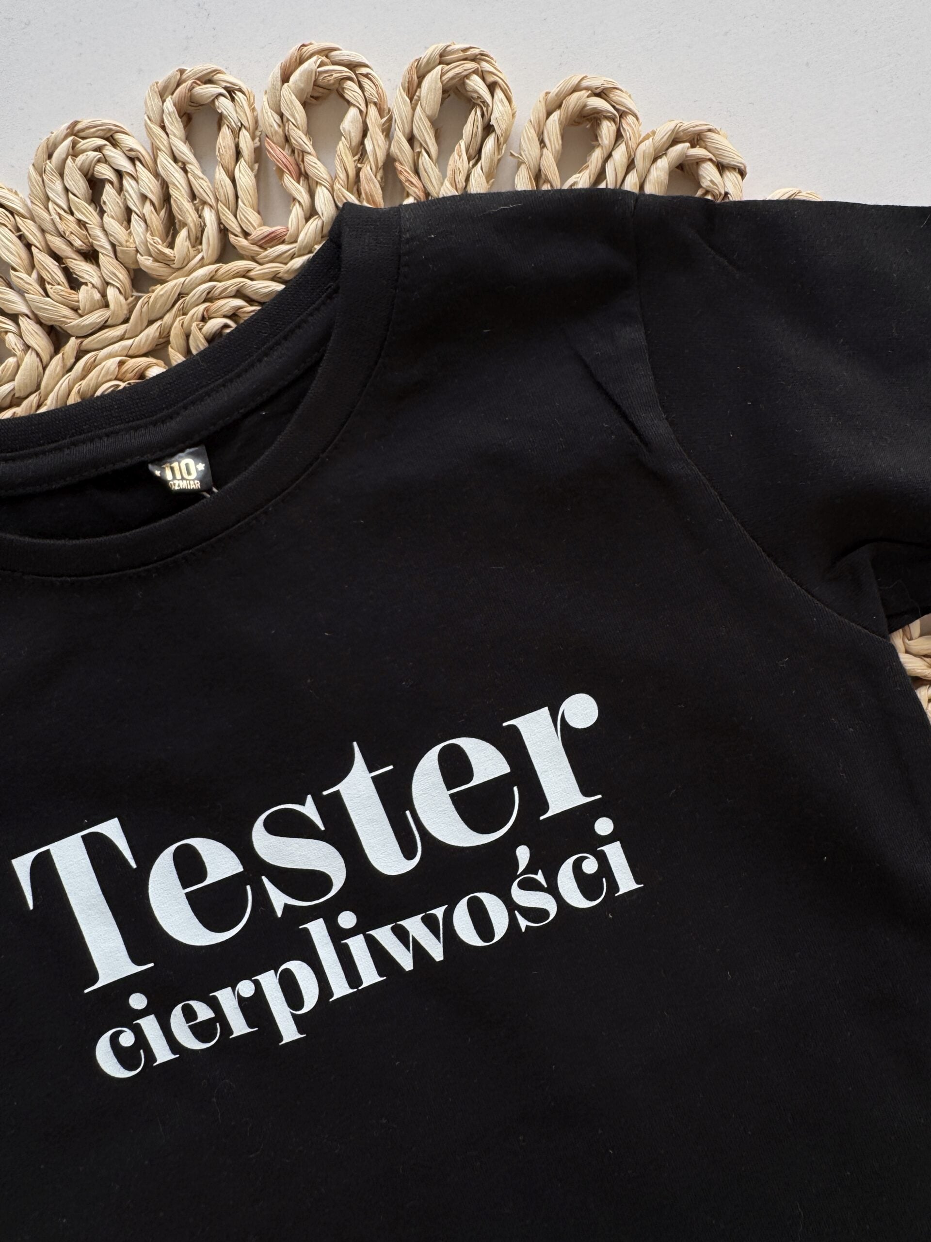 Koszulka czarna z krótkim rękawem tester cierpliwości rozmiar 110