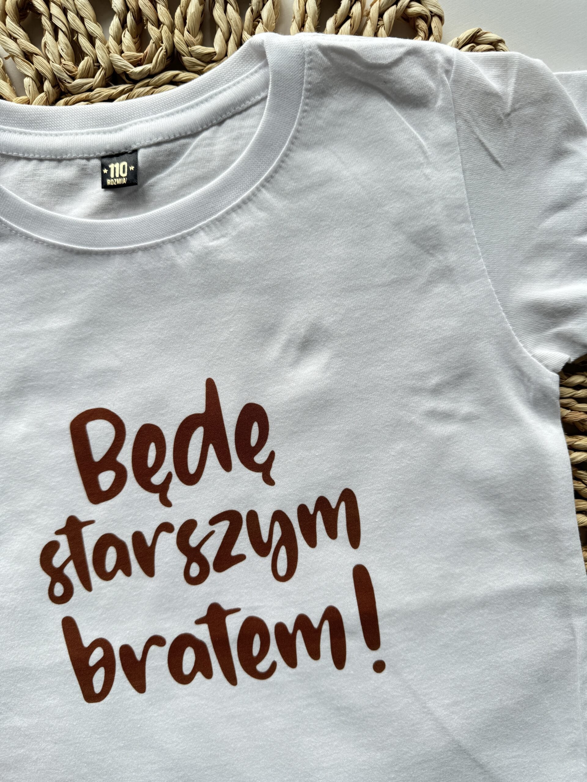 Koszulka biała z krótkim rękawem będę starszym bratem rozmiar 110