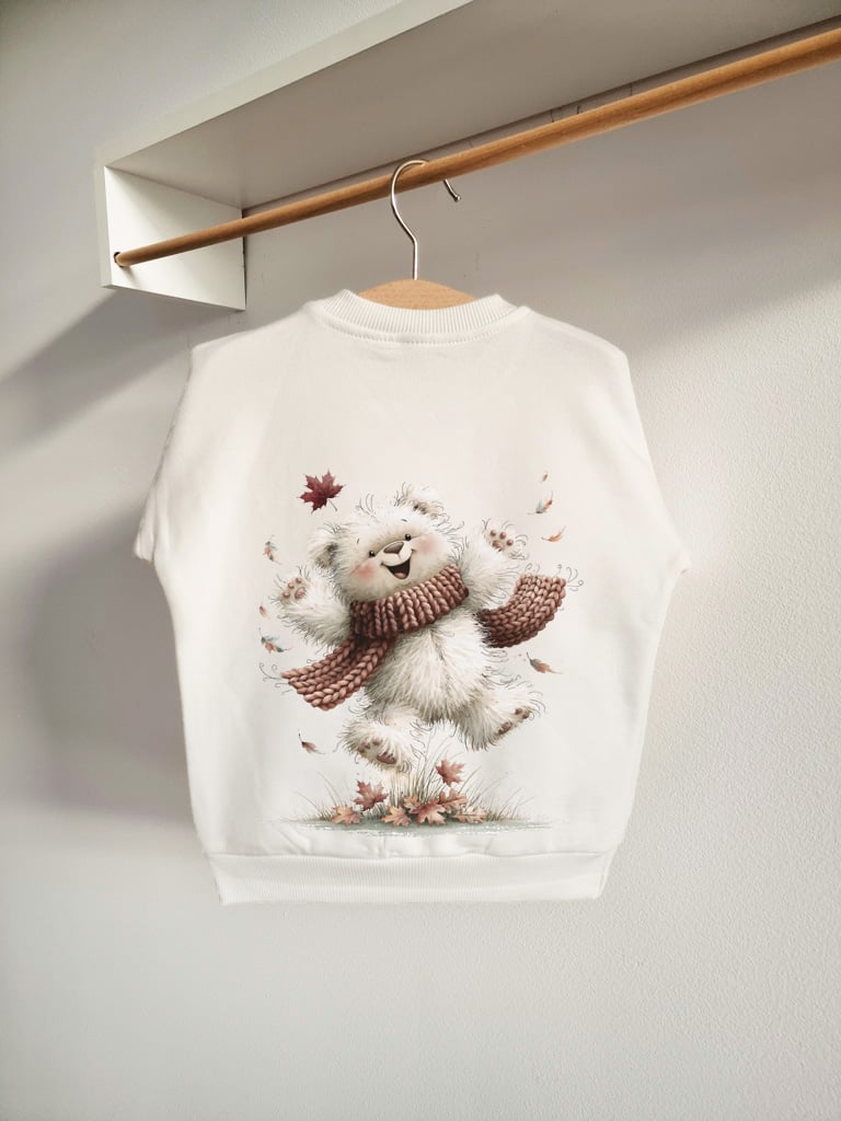 Bluza dziecięca wesoły misiek w liściach