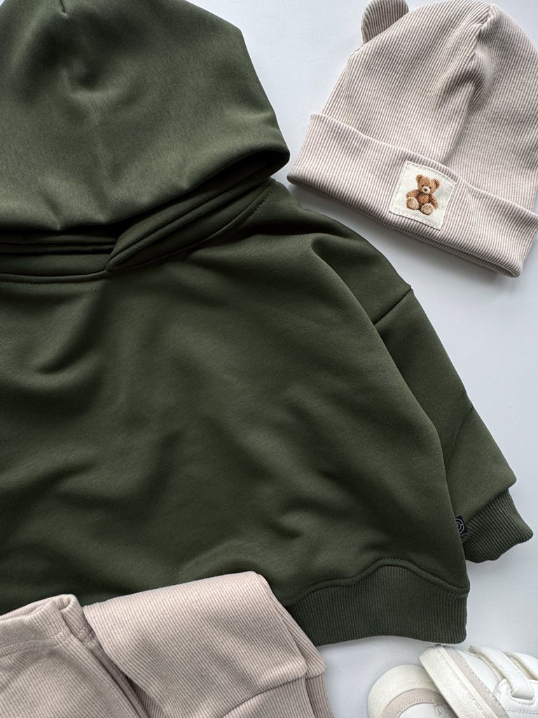 Bluza dziecięca z kapturem oliwkowa